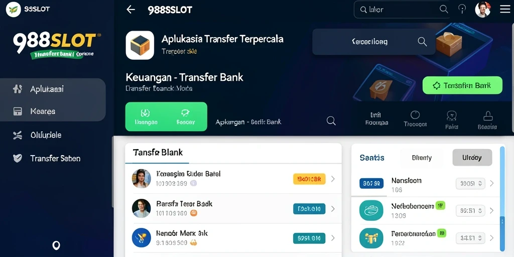 Tampilan antarmuka utama aplikasi 988SLOT untuk transfer bank.