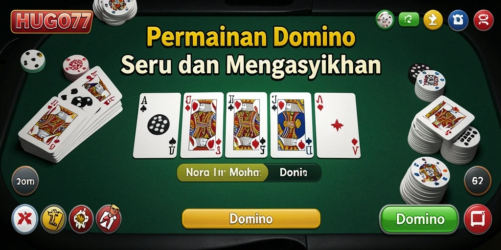 Screenshot HUGO77 menampilkan antarmuka permainan Domino yang menarik.