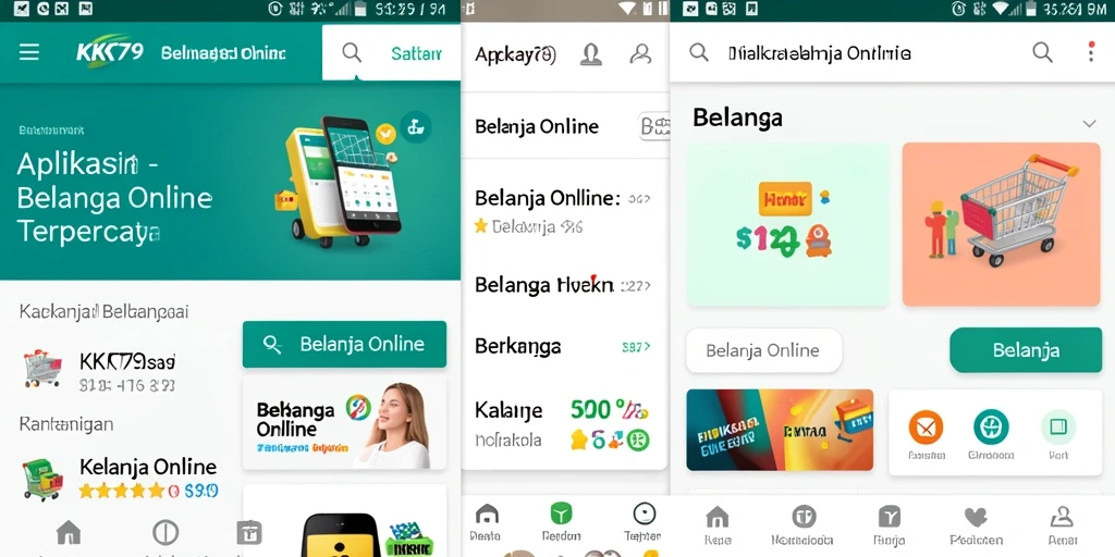 Antarmuka aplikasi KPK79 menampilkan fitur belanja online yang lengkap.