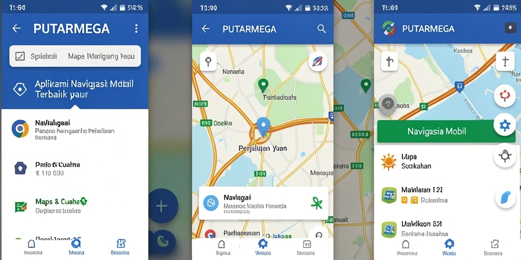 Antarmuka user-friendly dari aplikasi PUTARMEGA untuk navigasi mobil.