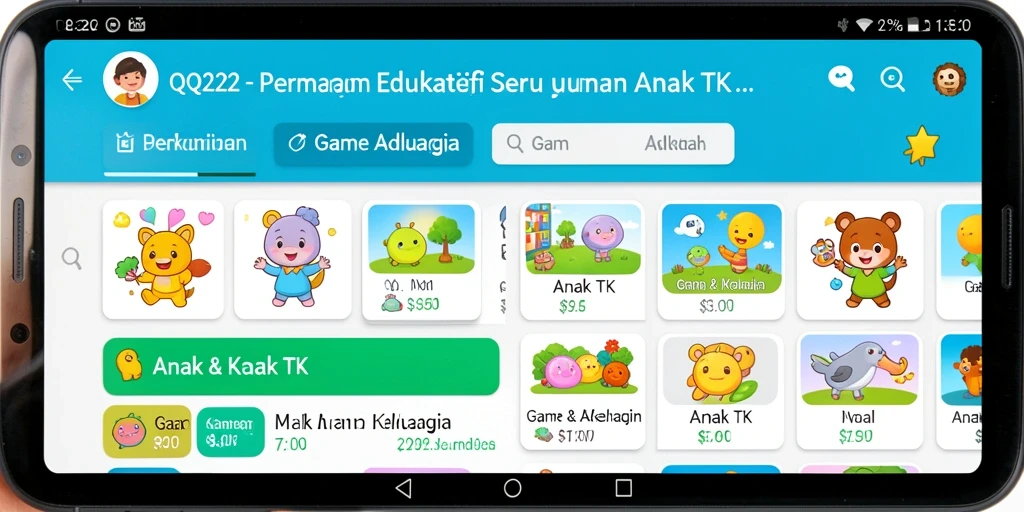 Antarmuka ceria dan interaktif Game Anak TK.