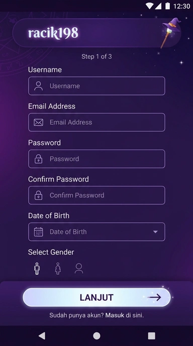 Panduan Registrasi Akun Baru racik198 untuk Android